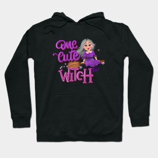 One cute witch in a broom Hoodie